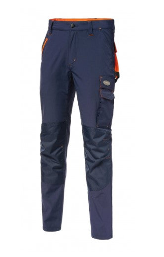 Pantalone LOGICA PAPETE/3, estivo, Super Stretch,traspirante, elastico,tasche frontali con zip, colore blu e arancio